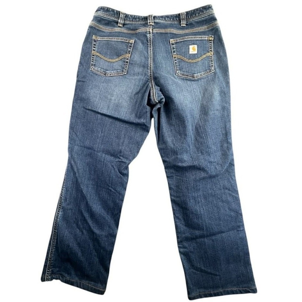 Carhartt 12 Blue Flannel Lined Relaxed Fit Jeans Workwear Rugged Warm‎ Utility